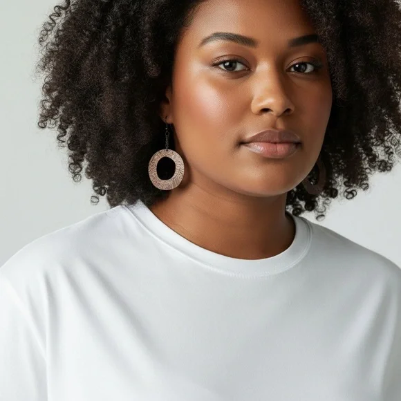 Attitudes around Hoop Copper Drop Earrings - Picture 1 of 6